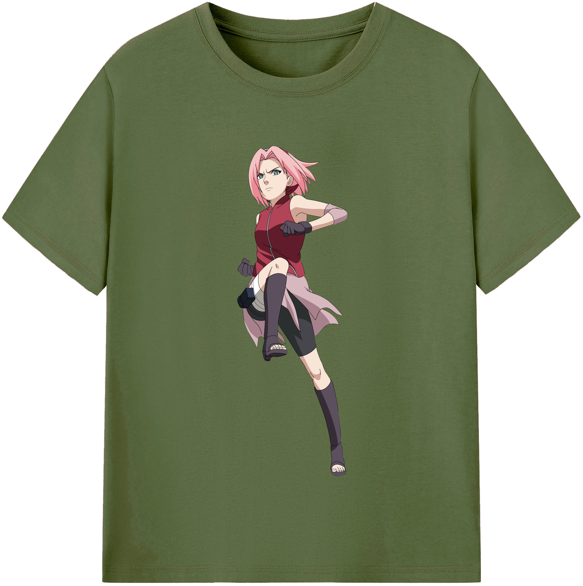（画像用） NARUTO -ナルト- 春野サクラ Haruno Sakura 綿100％半袖Tシャツ（フロントプリント）